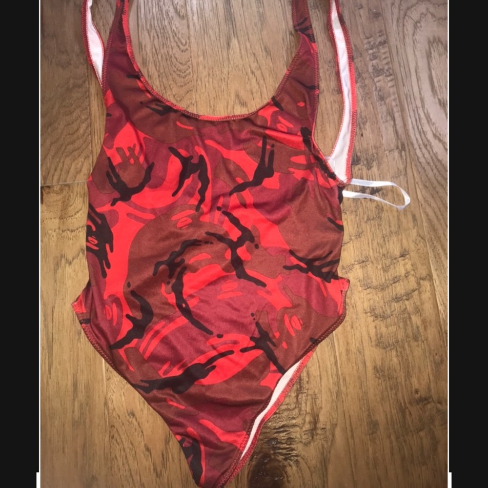 Red camo bodysuit